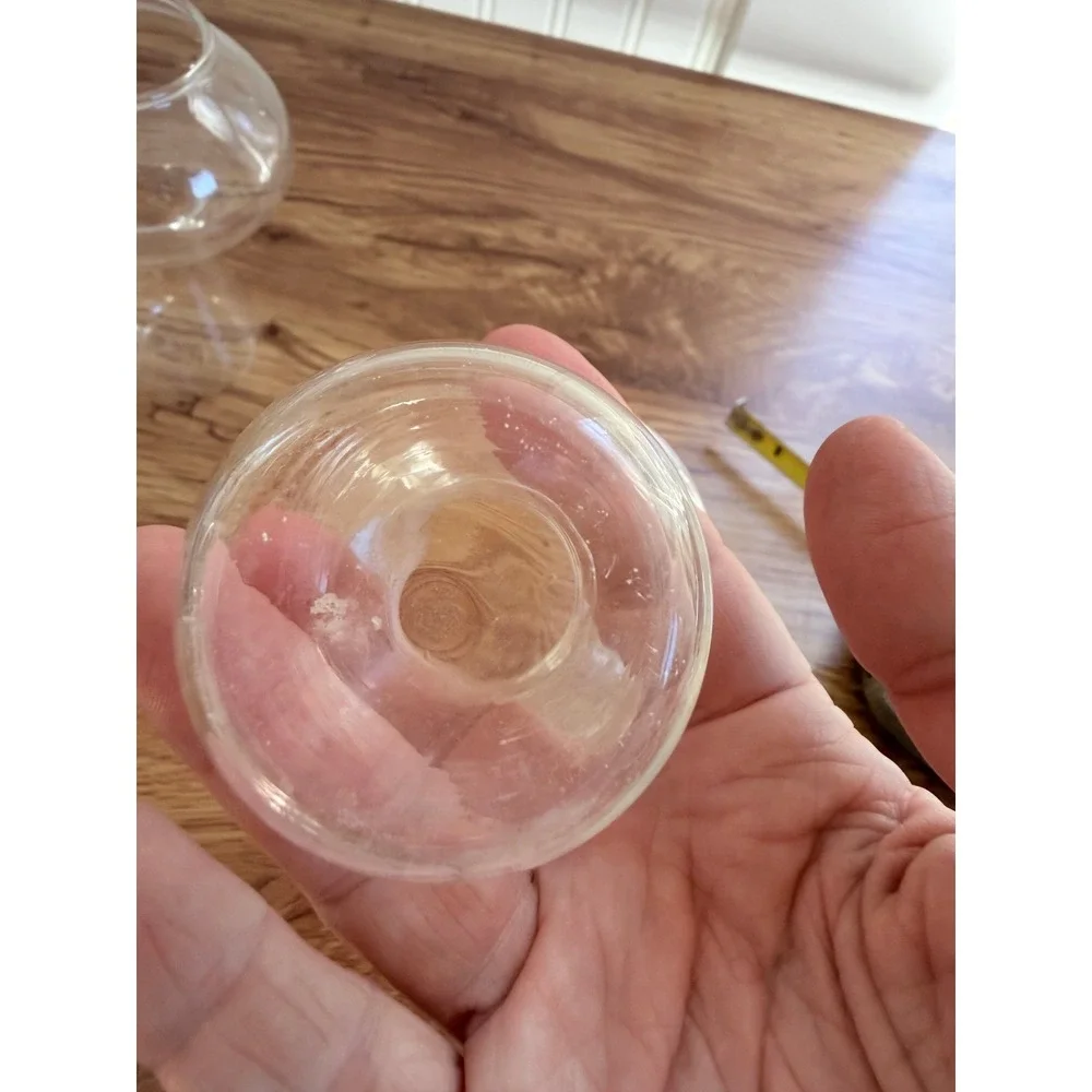 Mushroom Glass Cocktail Glasses or Vases Set of 2 Clear Whimsical 4.75